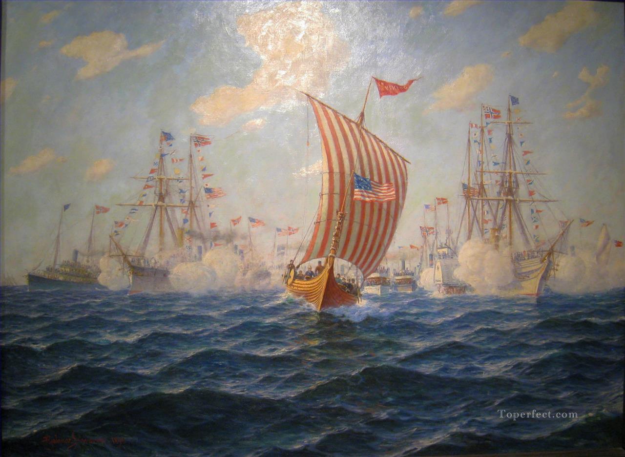 ヤルマール・ジョンセン・ヴァイキング・アンドマー・シカゴ海戦油絵